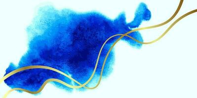blu e oro onda opera d'arte acquerello modello. vettore