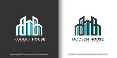 edificio logo design con creativo unico stile premio vettore