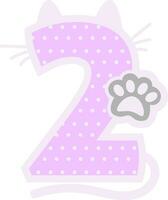 gatto numerazione per compleanno festa ornamento animale font vettore