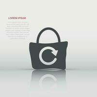 eco Borsa icona nel piatto stile. ecobag vettore illustrazione su bianca isolato sfondo. riutilizzabile acquirente cartello attività commerciale concetto.