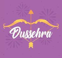 felice dussehra festival of india biglietto di auguri con arco e frecce vettore