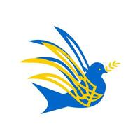 colomba di pace nel il nazionale colori di il bandiera di Ucraina. il uccello è isolato su un' bianca sfondo. vettore. vettore