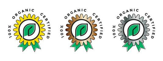 100 per cento certificato biologico logo design vettore