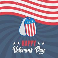 felice giorno dei veterani, gettone dell'esercito su sventolando la bandiera americana, soldato delle forze armate militari americane vettore
