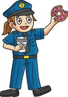 polizia avendo caffè rompere cartone animato colorato clipart vettore