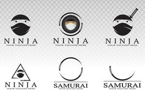 collezione di samurai spada, ninja guerriero vettore piatto icona