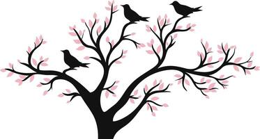 silhouette di un' uccelli volante per il rosa vinile albero parete arte arredamento vettore illustrazione