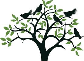 silhouette di un' uccelli volante per il albero parete arte arredamento vettore illustrazione