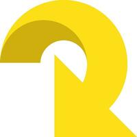 vettore di ripetere logo giallo colore. alfabeto r logo. riavvolgere freccia logo