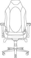 impostato con il contorni di un' gioco sedia a partire dal nero Linee isolato su un' bianca sfondo. isometrico Visualizza, lato, superiore, contenente ergonomico sedia, esecutivo lusso ufficio sedia, e gioco sedia vettore
