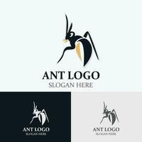 formica logo design silhouette. isolato animale formiche su sfondo design modello vettore