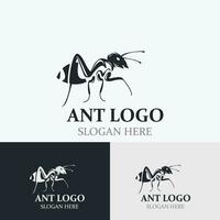 formica logo design silhouette. isolato animale formiche su sfondo design modello vettore