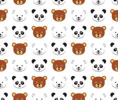 orso collezione, miele orso, polare orso e panda su bianca sfondo. kawaii animale bambini senza soluzione di continuità modello design per involucro carta, tessuto e tessile. vettore