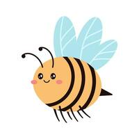 cartone animato ape carattere. scarabocchio stile. mano disegnato carattere. mano disegnato ape illustrazione. vettore bambini illustrazione isolato su bianca sfondo.