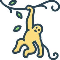colore icona per scimmia su albero vettore