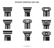 antico colonne icona impostare, vettore illustrazione.