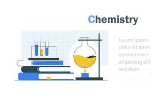 medico laboratorio concettuale, chimica tubi. ricerca, test, clinica, studi nel chimica, fisica, biologia in linea pagina modello vettore