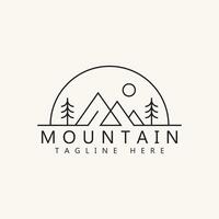 semplice linea astratto illustrazione montagna all'aperto logo distintivo per naturale avventura attività commerciale simbolo. vettore