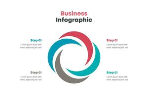 cerchio il giro diviso nel quattro parti frecce modello schema diagramma grafico grafico presentazione 3d lucido attività commerciale infografica vettore illustrazione