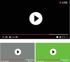 multimedia video giocatore modello collezione, vivere video streaming, emittente vettore illustrazione