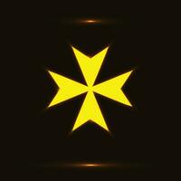 d'oro maltese attraversare simbolo al di sopra di nero sfondo. ospedaliero cavalieri raggiante maltese attraversare icona vettore illustrazione