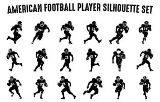 americano calcio giocatore silhouette vettore impostare, americano calciatore silhouette collezione