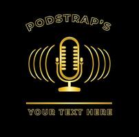 Podcast d'oro logo emittente simbolo vettore