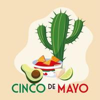 carta vacanza cinco de mayo con cibo messicano vettore