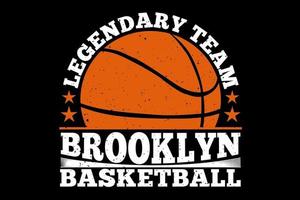 t-shirt tipografia brooklyn basket squadra leggendaria stile vintage vettore