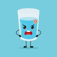 carino arrabbiato acqua bicchiere carattere. divertente pazzo bicchiere cartone animato emoticon nel piatto stile. acqua emoji vettore illustrazione