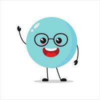 carino contento bolla carattere. sorridente e salutare schiuma cartone animato emoticon nel piatto stile. bolla emoji vettore illustrazione