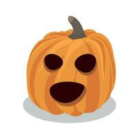 Halloween zucca isolato su bianca sfondo. il principale simbolo di il Halloween celebrazione. arancia zucca con un' Sorridi. vettore illustrazione.