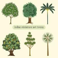 varietà di decorativo alberi a partire dal indiano miniatura arte vettore