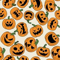 senza soluzione di continuità modello di Jack o lanterna. nel Vintage ▾ pastello colore Halloween zucca senza soluzione di continuità modello. vettore illustrazione.