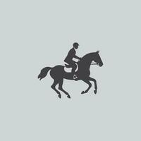 silhouette di un' uomo equitazione un' cavallo equestre sport vettore
