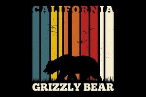 t-shirt orso grizzly california retrò stile vintage vettore