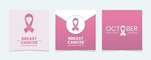 impostato di 3 Seno cancro consapevolezza vettori banner per sociale media. rosa nastro Seno cancro consapevolezza. ottobre Seno cancro consapevolezza mese.