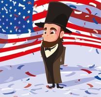 presidente abraham lincoln con bandiera usa, presidente giorno vettore