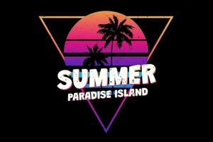 t-shirt summer paradise island tramonto retrò stile vintage