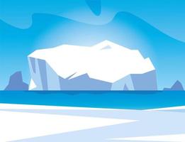 paesaggio artico con cielo azzurro e iceberg, polo nord vettore