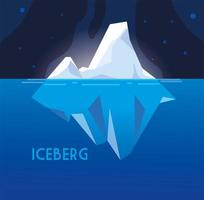 grande iceberg pieno che galleggia nel mare vettore