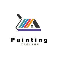 logo domestico con stile di pittura a colori e modello di progettazione di biglietti da visita vettore premium