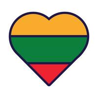 Lituania bandiera festivo patriota cuore schema icona vettore