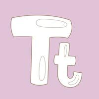 alfabeto t per vocabolario scuola lezione cartone animato digitale francobollo schema vettore