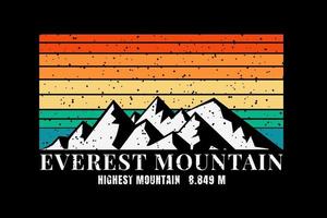 t-shirt everest mountain montagna più alta vettore