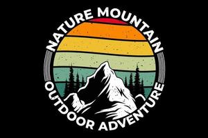 t-shirt natura montagna avventura all'aria aperta stile retrò vettore