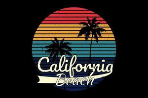 t-shirt tramonto california beach design retrò vettore