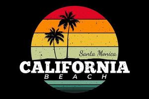 t-shirt retrò california beach santa monica vettore