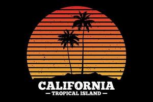 t-shirt california isola tropicale spiaggia tramonto design vettore