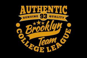 t-shirt tipografia brooklyn autentico college league stile vintage vettore
